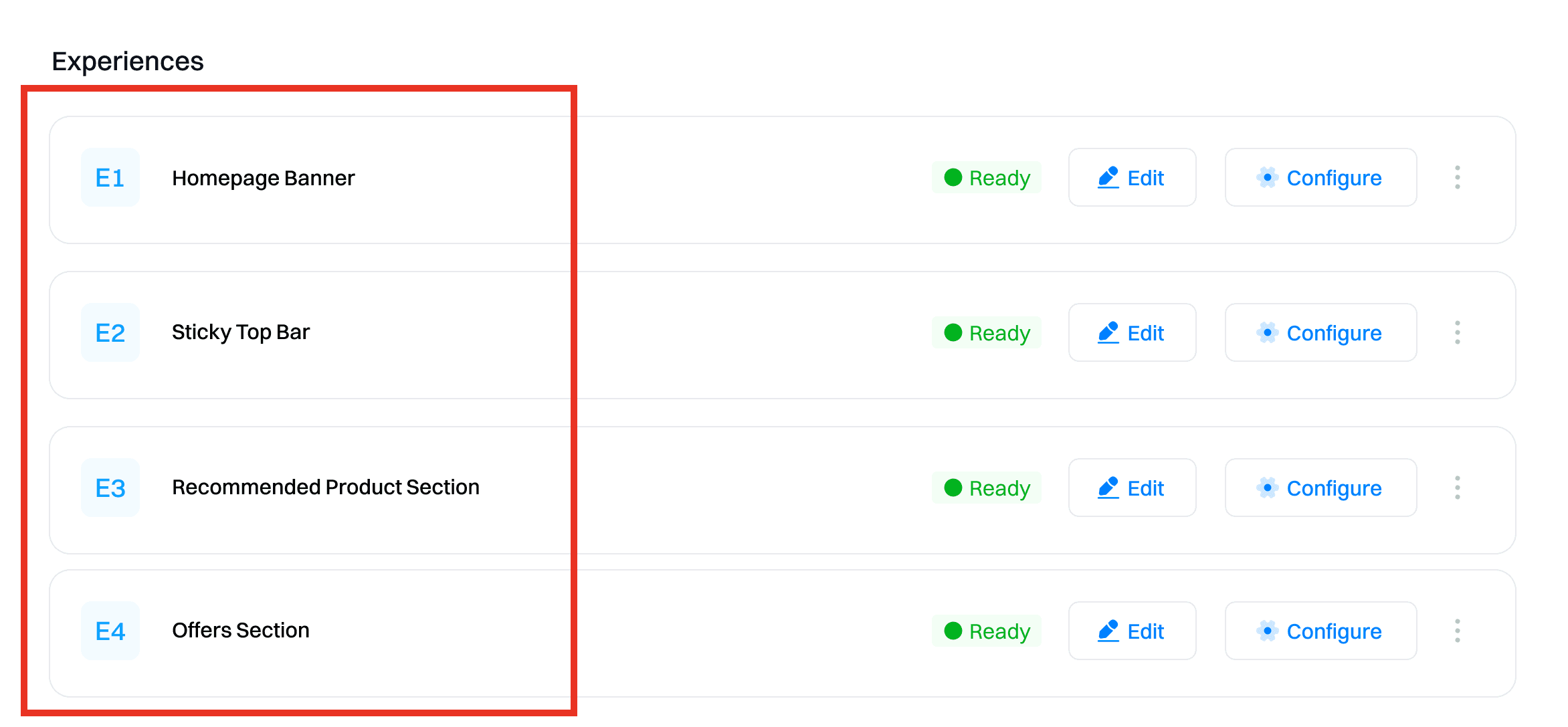 Add experiences for each user segment