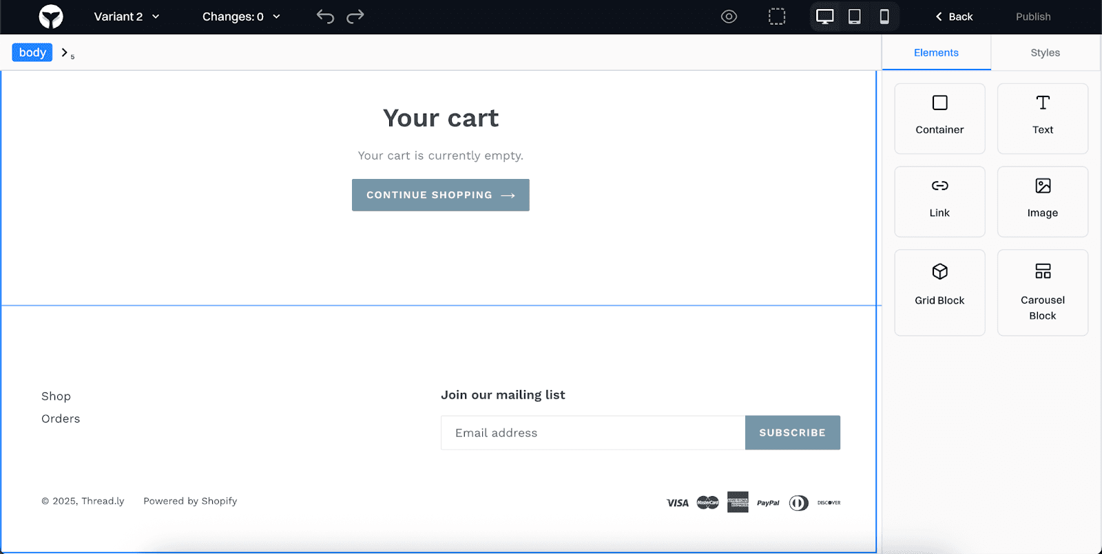 Checkout style performance