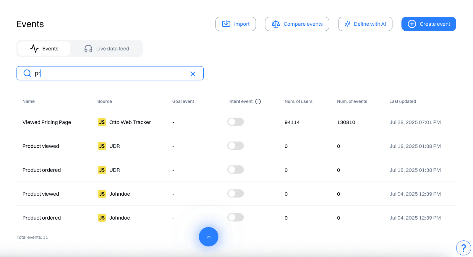 Check or define key events