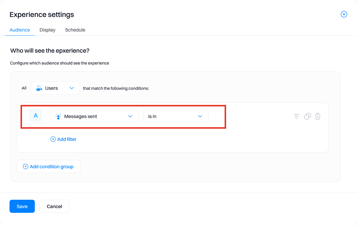 Assign message_sent experience
