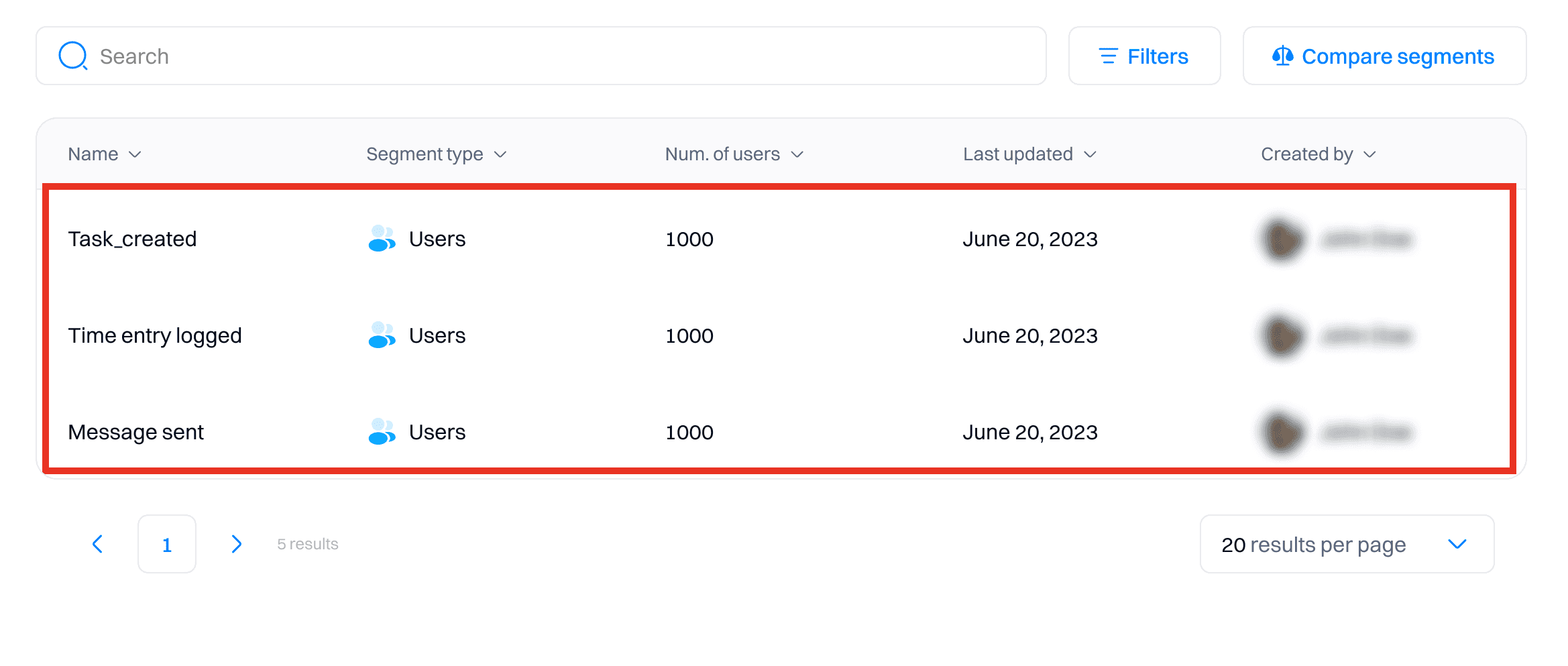 Create segments based on agent output