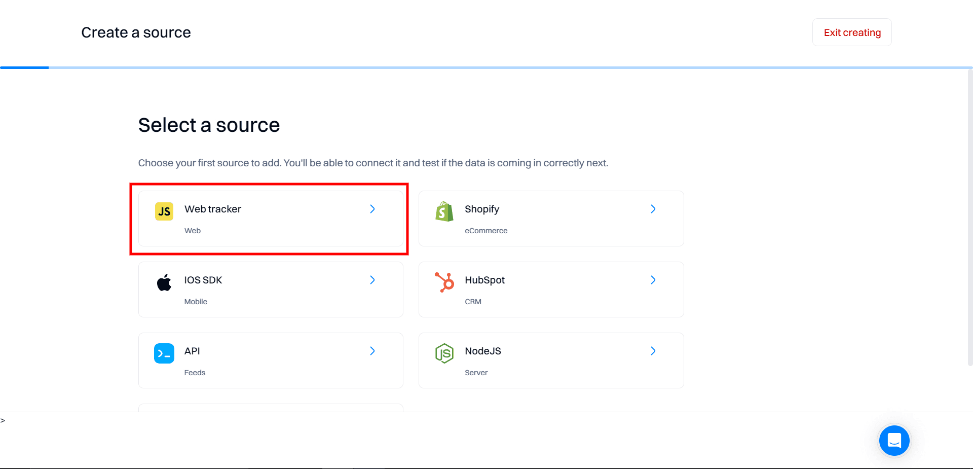 Step 1 setup tracking