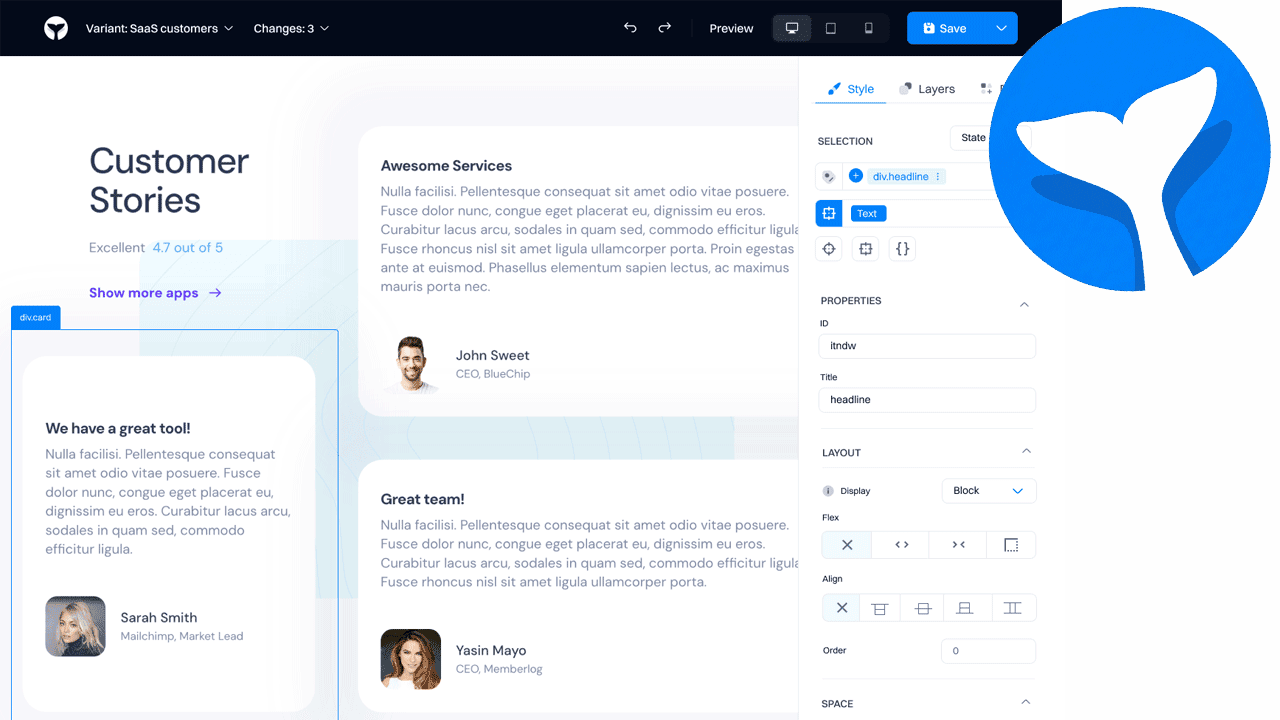 Dynamic testimonials