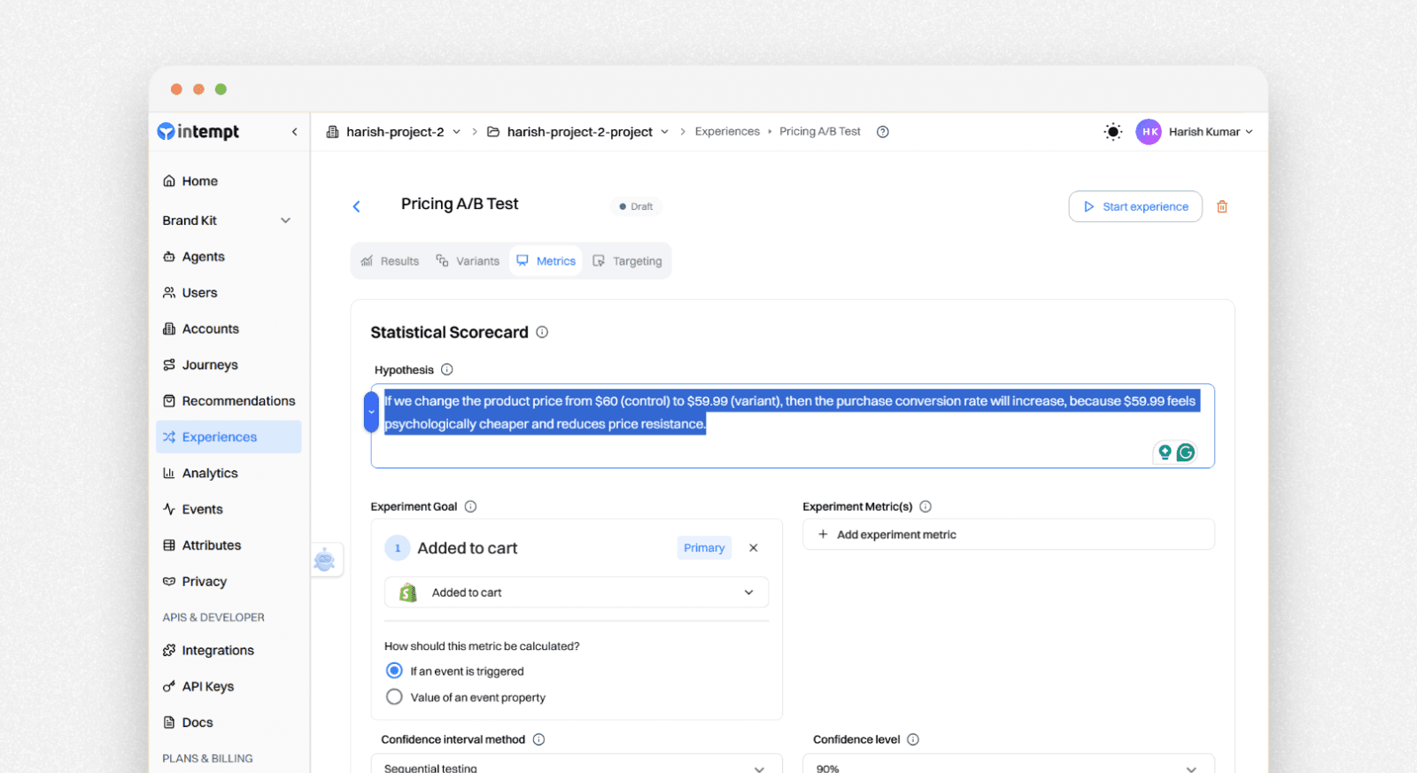 experiments-metrics-tab