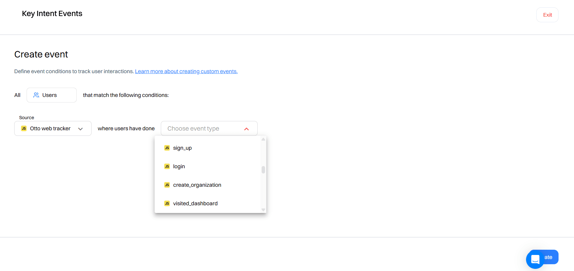 Step 1: Define and track key intent events in Intempt