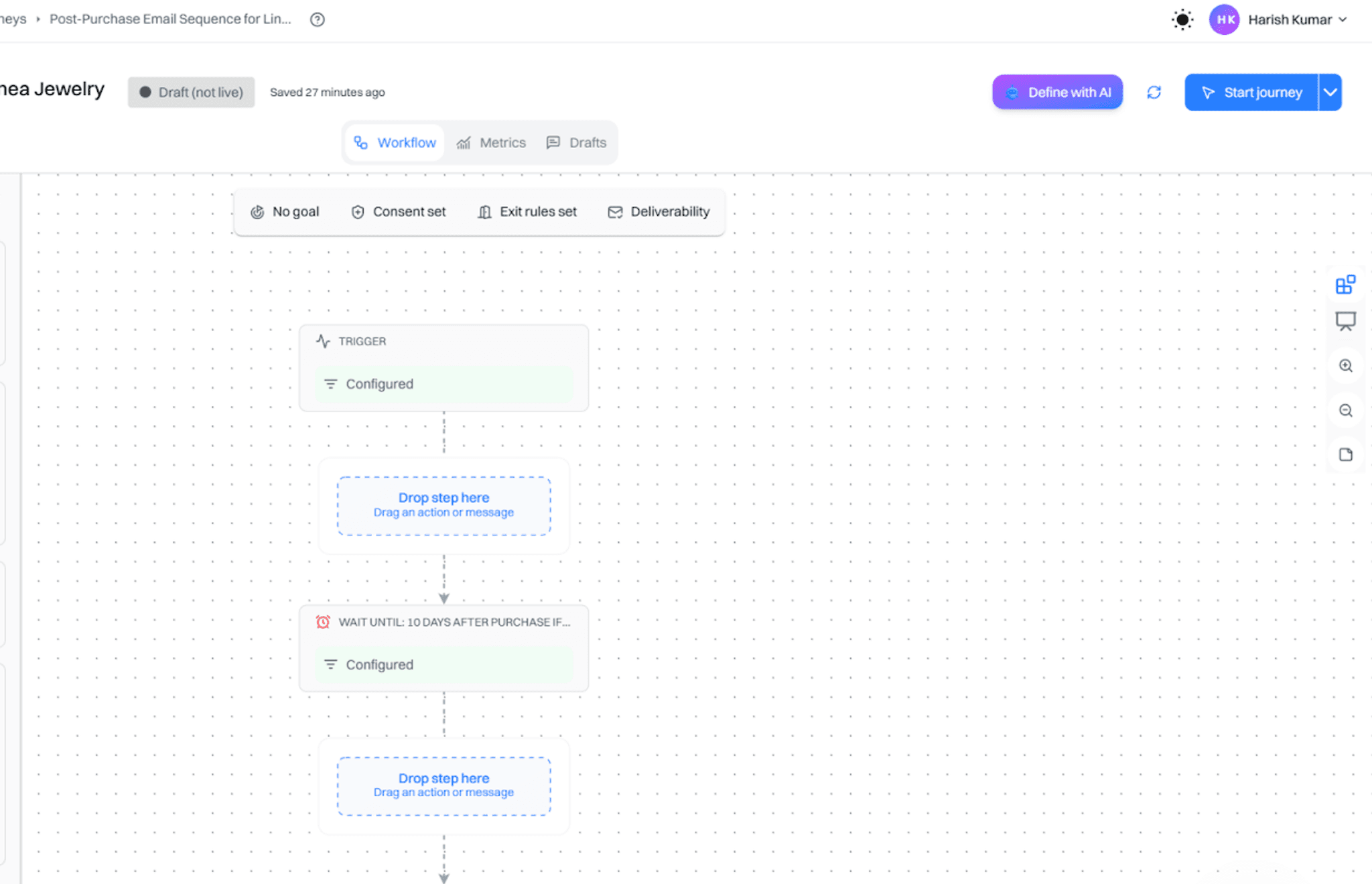 Step 3: Build the journey in Intempt