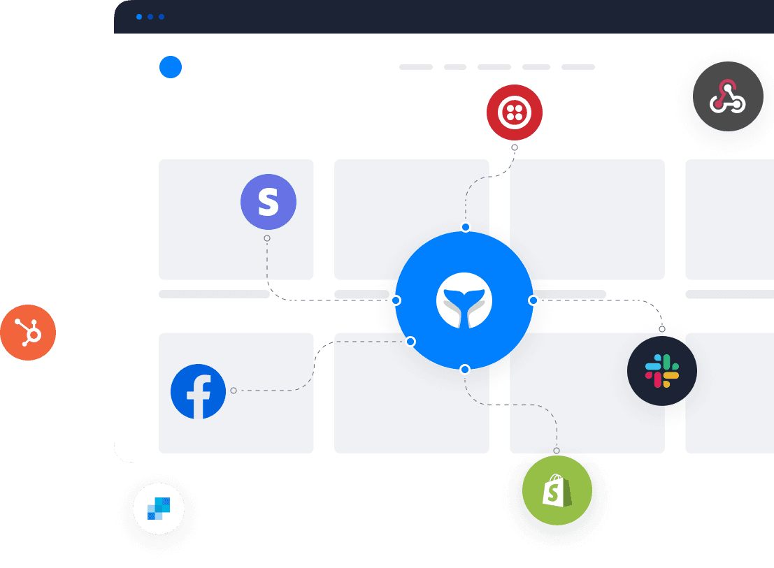 Integrations hub connecting Shopify, Slack, HubSpot, Facebook and more to Intempt