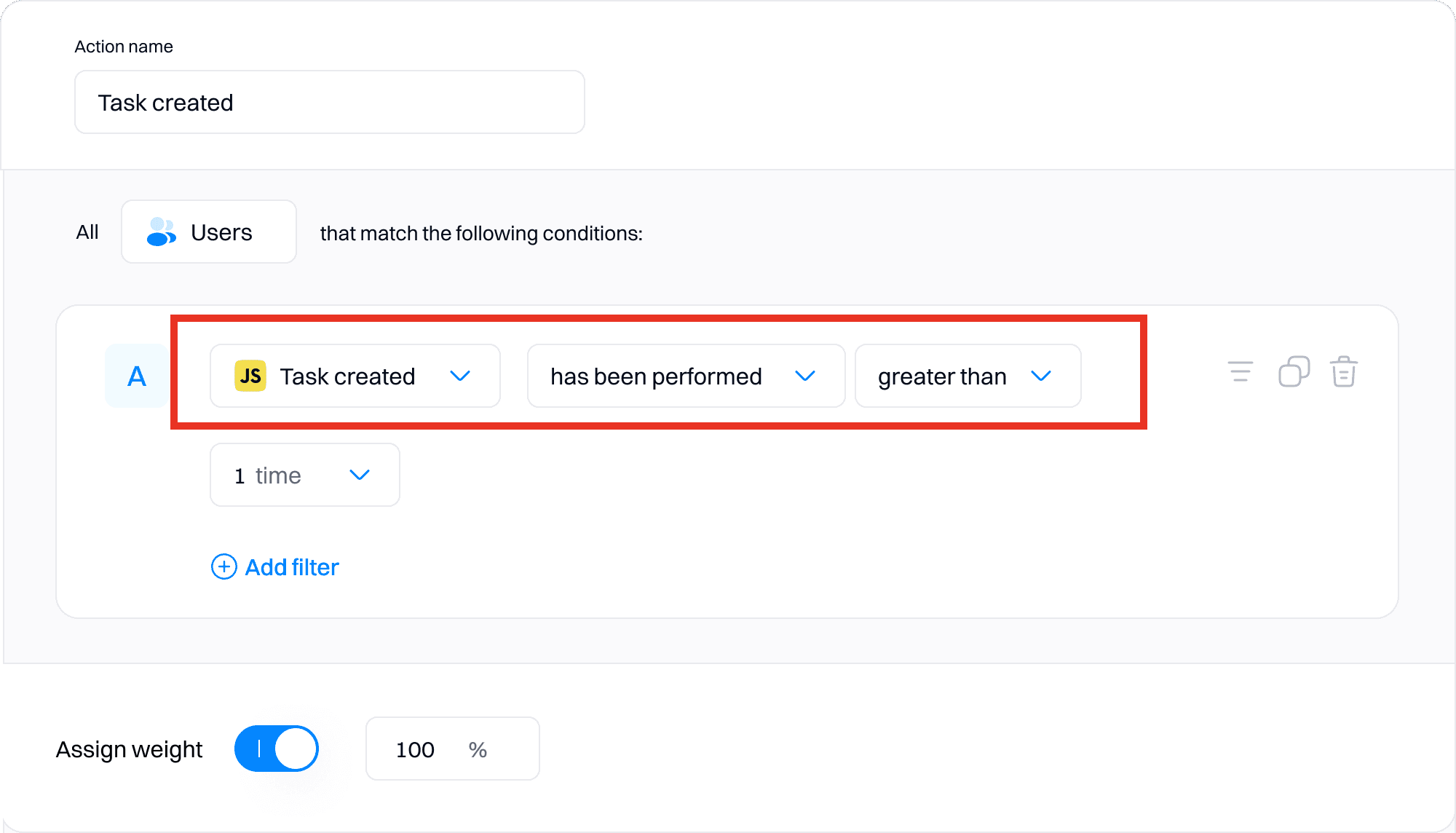 Select actions