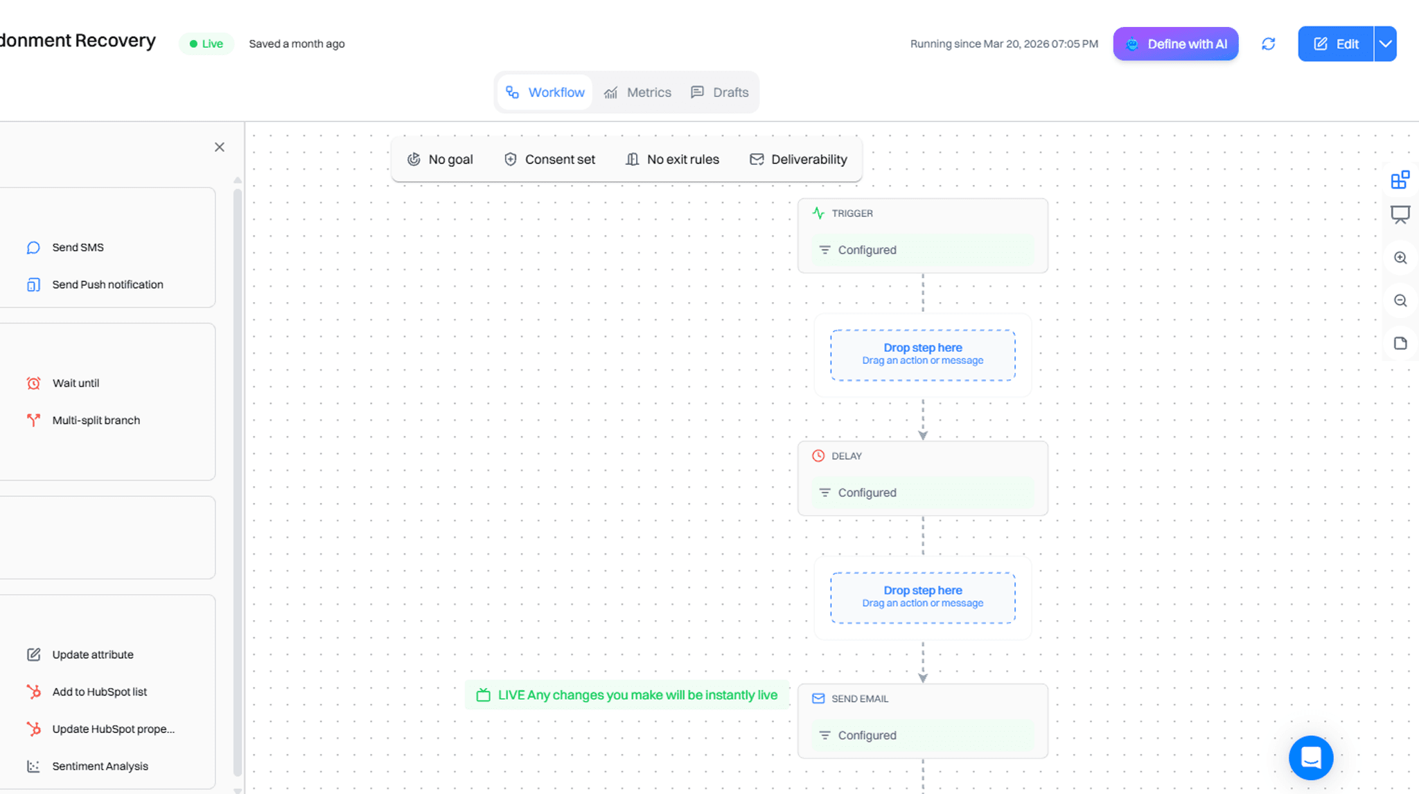 Step 3: Build the cart abandonment journey in Intempt Journey Builder