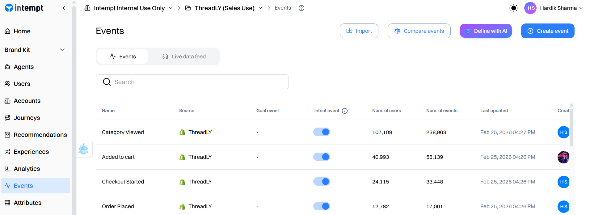Step 1: Connect your data sources in Intempt