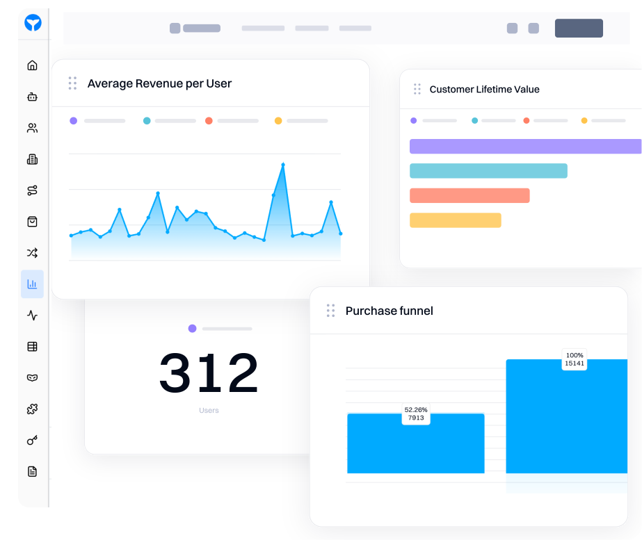 Revenue dashboard with real-time KPIs and daily revenue charts